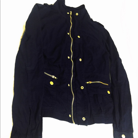 Military Fashion Jacket, Light Weight Navy & Gold - Picture 4 of 8